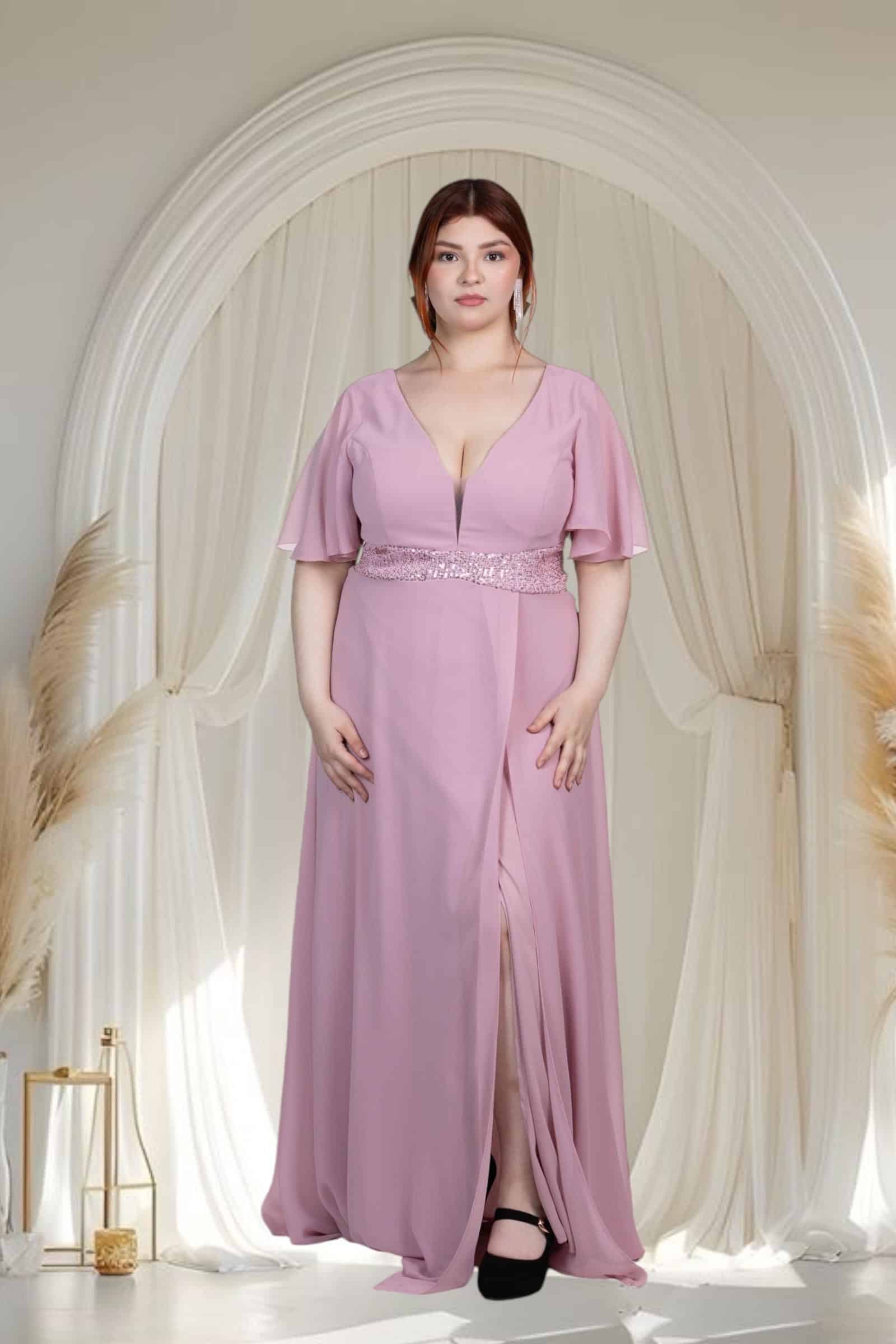 Vestido de Fiesta Manga Ángel