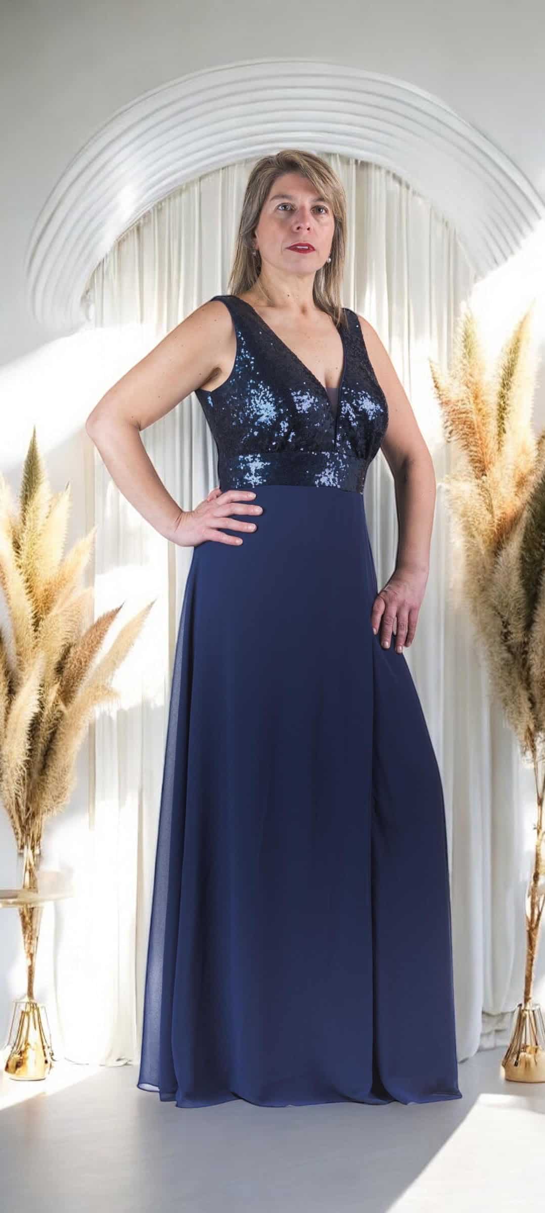 Vestido de Fiesta Lentejuelas en Crep