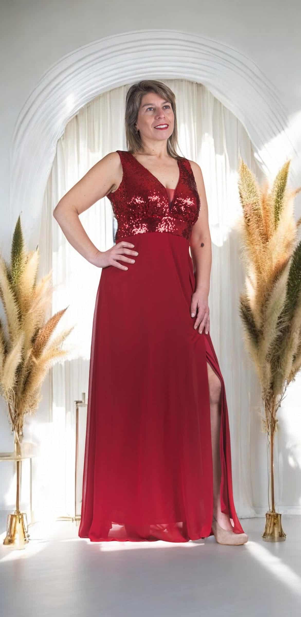 Vestido de Fiesta Lentejuelas en Crep