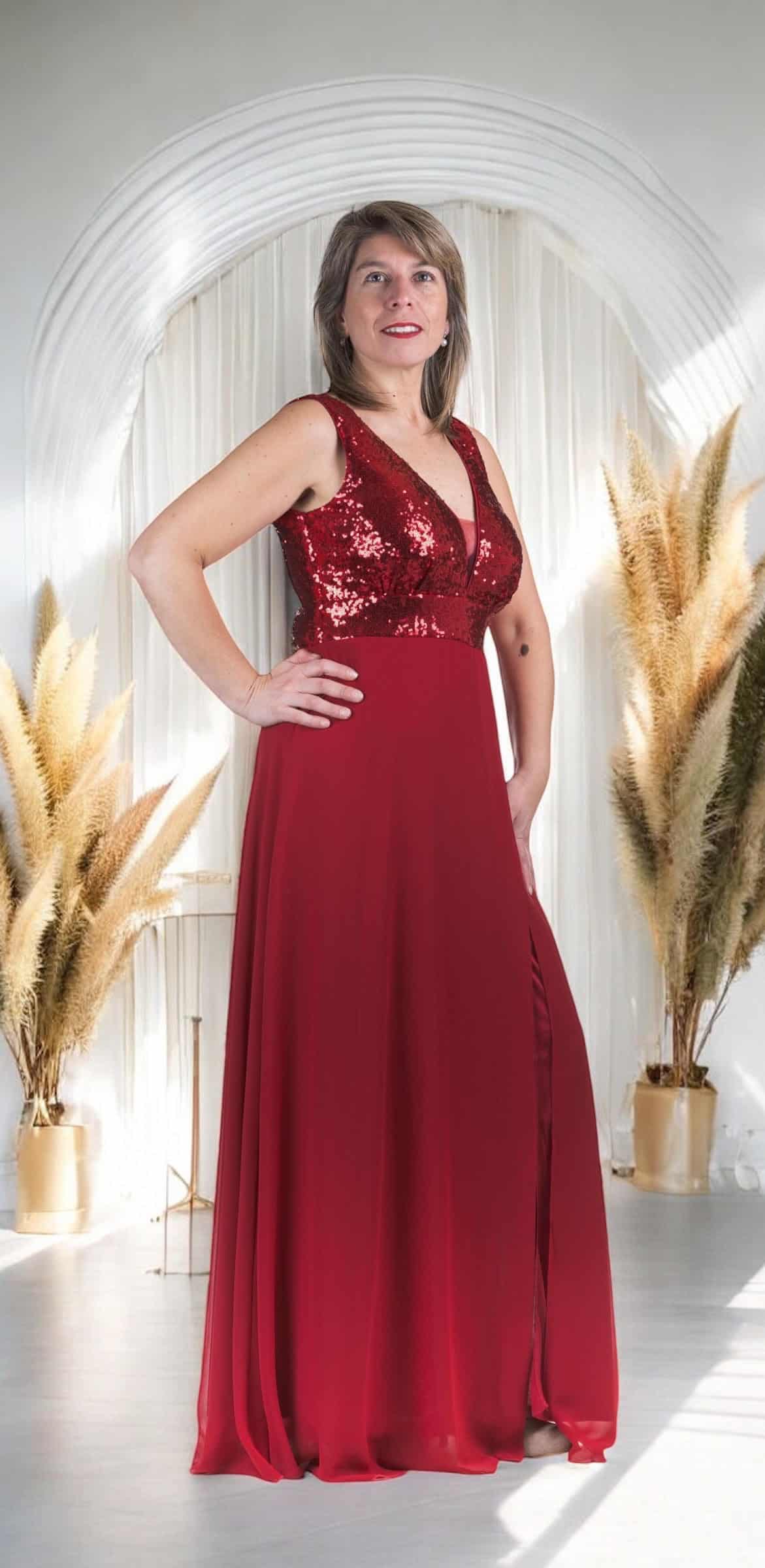 Vestido de Fiesta Lentejuelas en Crep