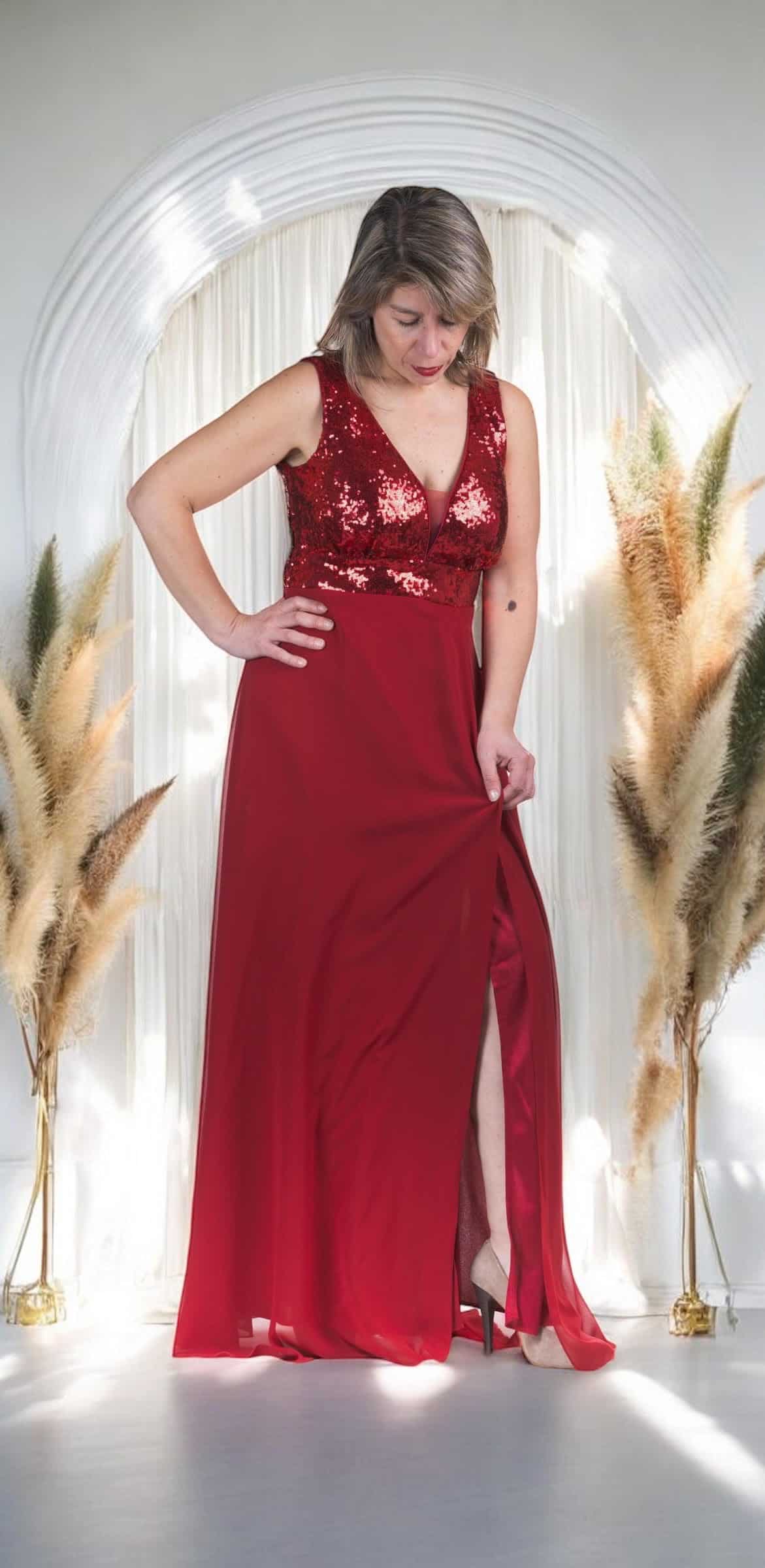 Vestido de Fiesta Lentejuelas en Crep