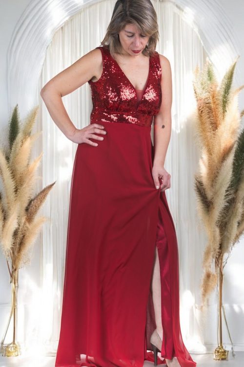 Vestido de Fiesta Lentejuelas en Crep