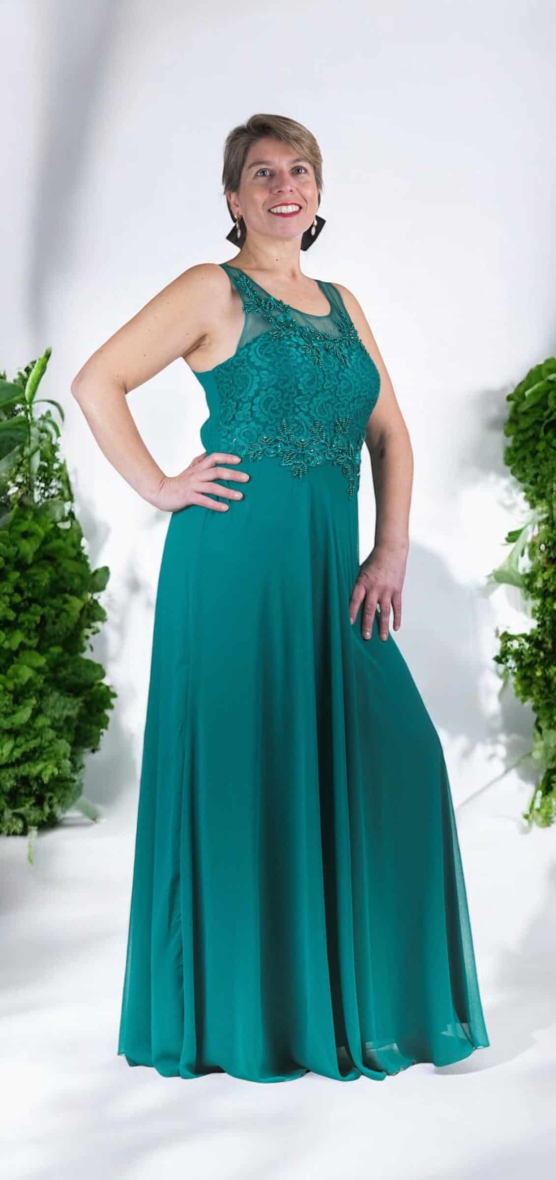 Vestido de Fiesta Matrimonio Dia en Crep con Macrame