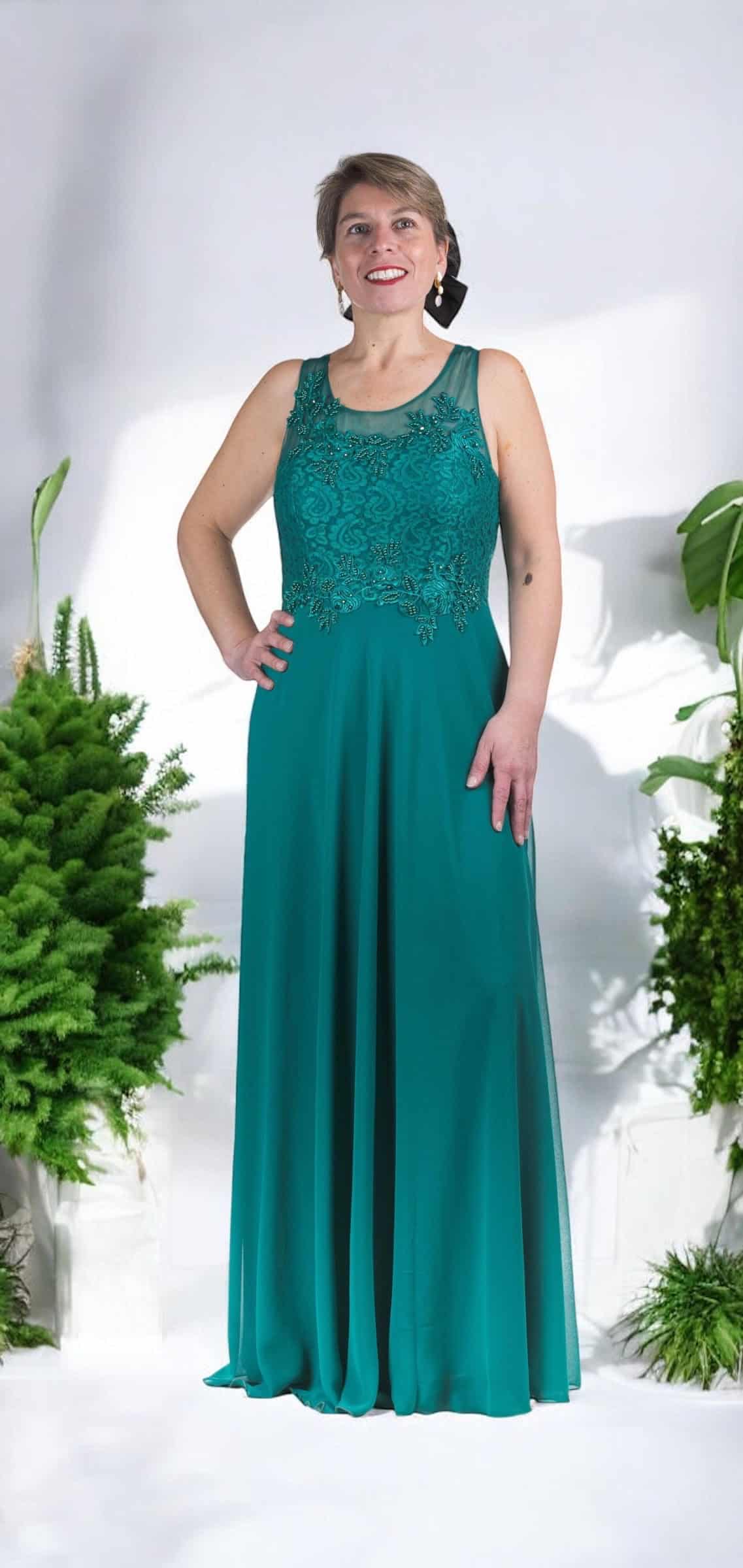 Vestido de Fiesta Matrimonio Dia en Crep con Macrame