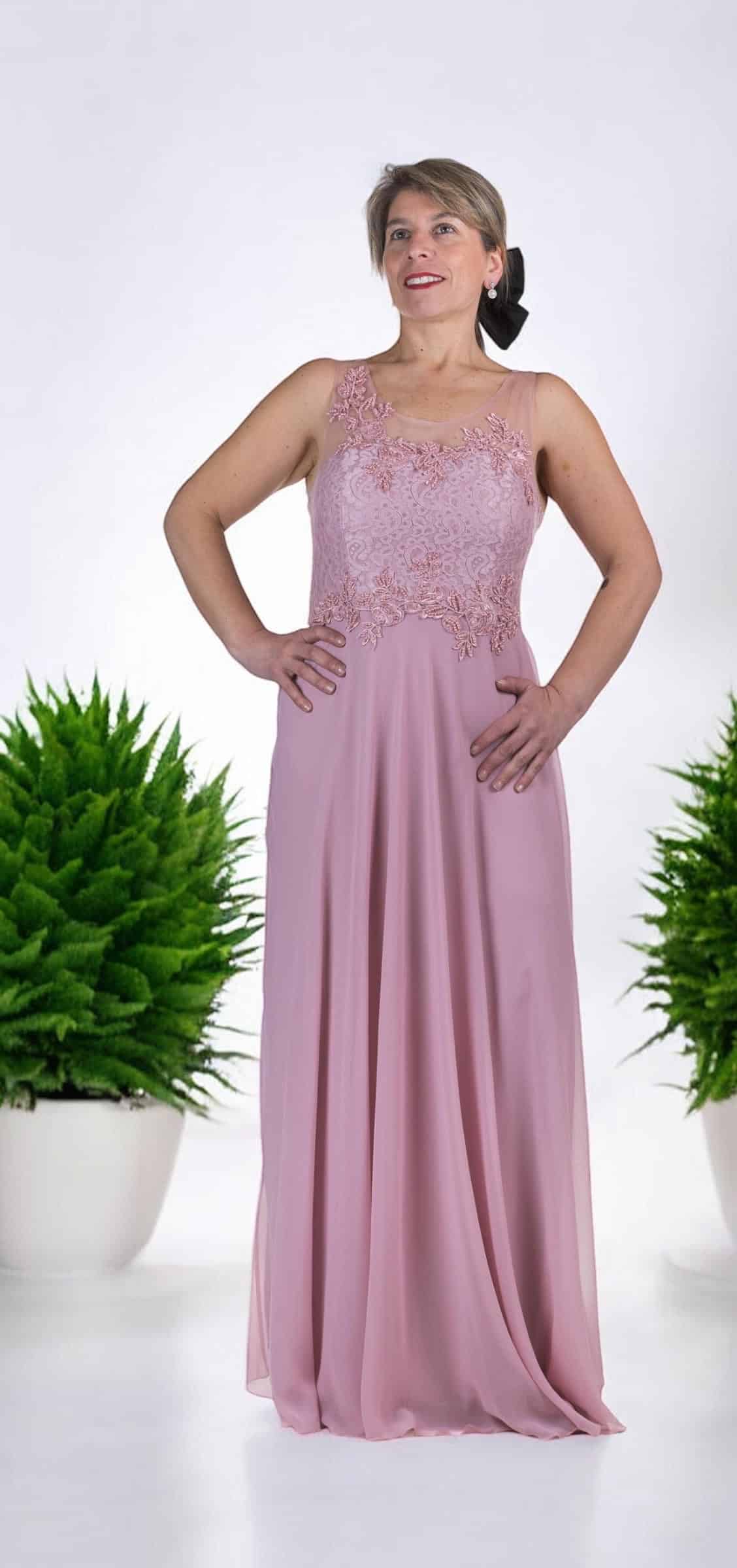 Vestido de Fiesta Matrimonio Dia en Crep con Macrame