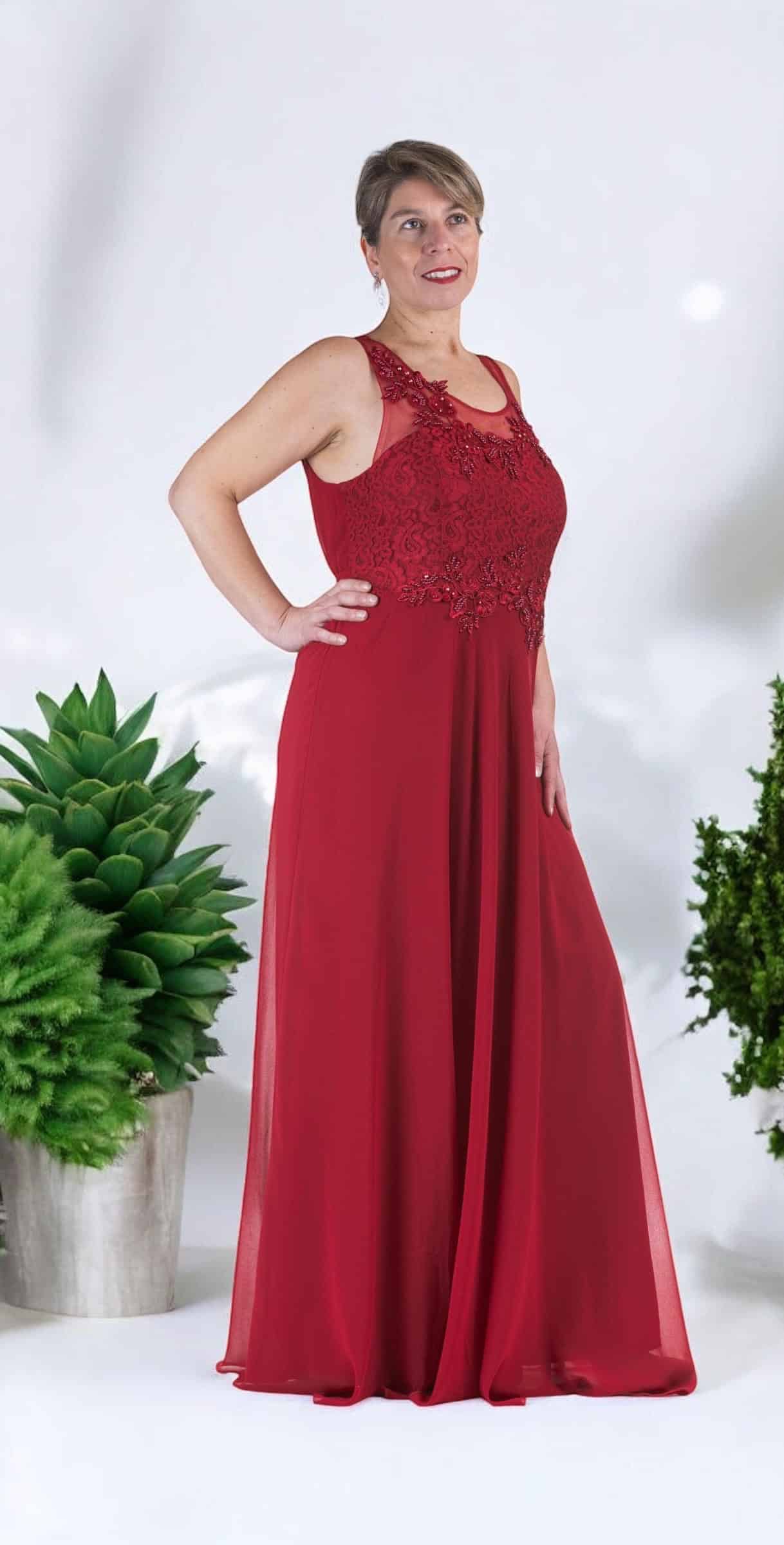 Vestido de Fiesta Matrimonio Dia en Crep con Macrame