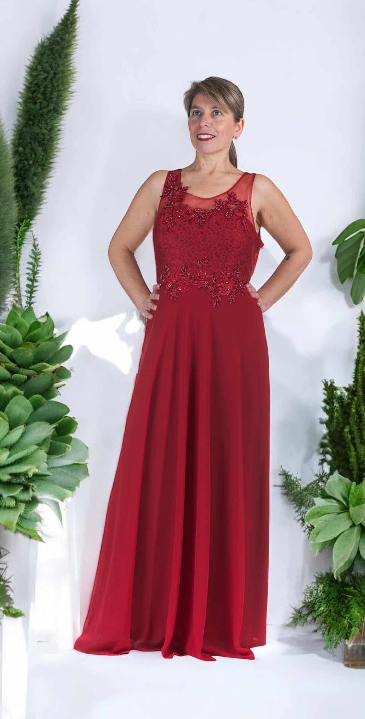Vestido de Fiesta Matrimonio Dia en Crep con Macrame