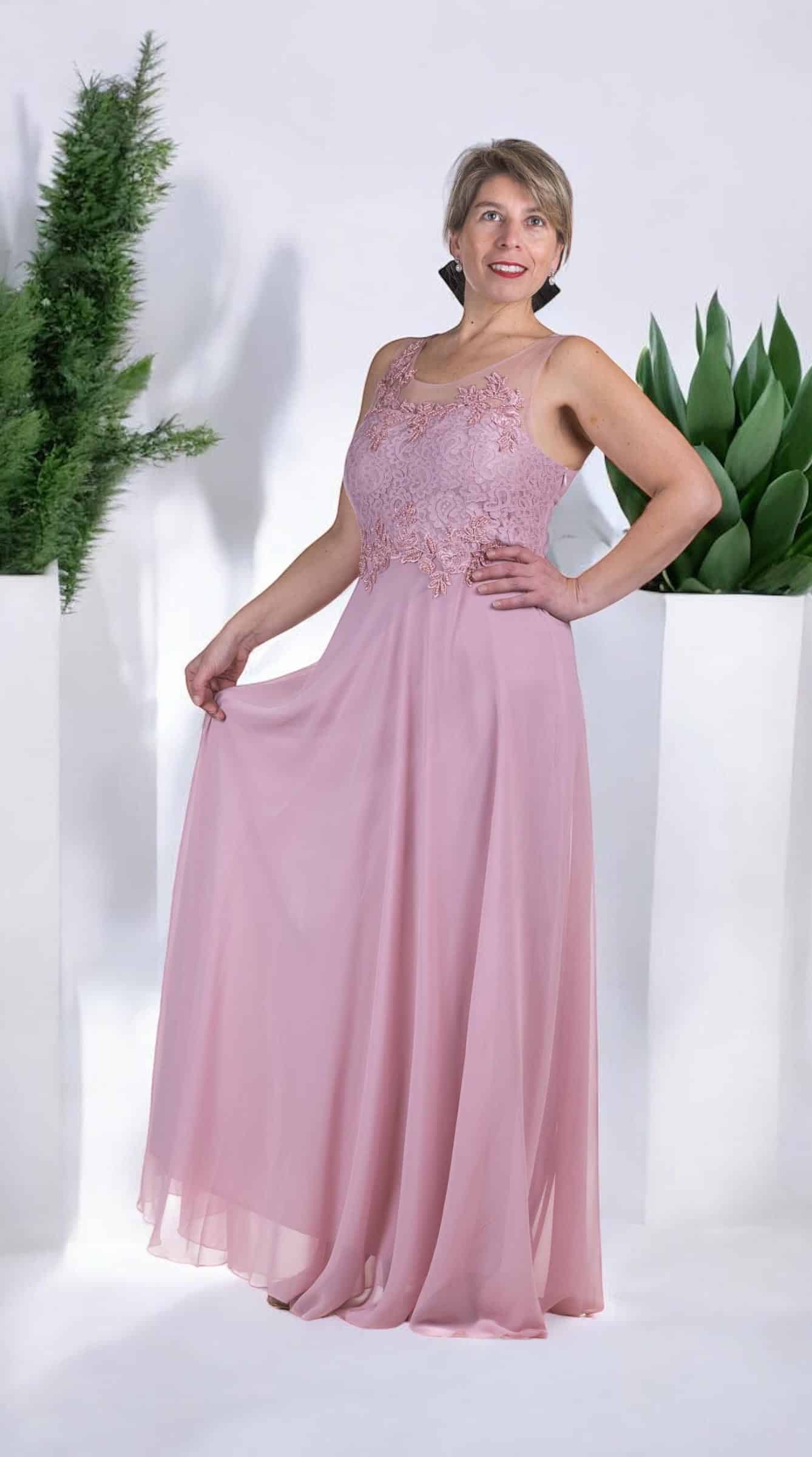 Vestido de Fiesta Matrimonio Dia en Crep con Macrame