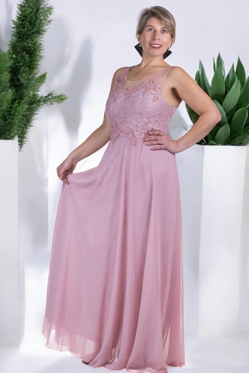 Vestido de Fiesta Matrimonio Dia en Crep con Macrame