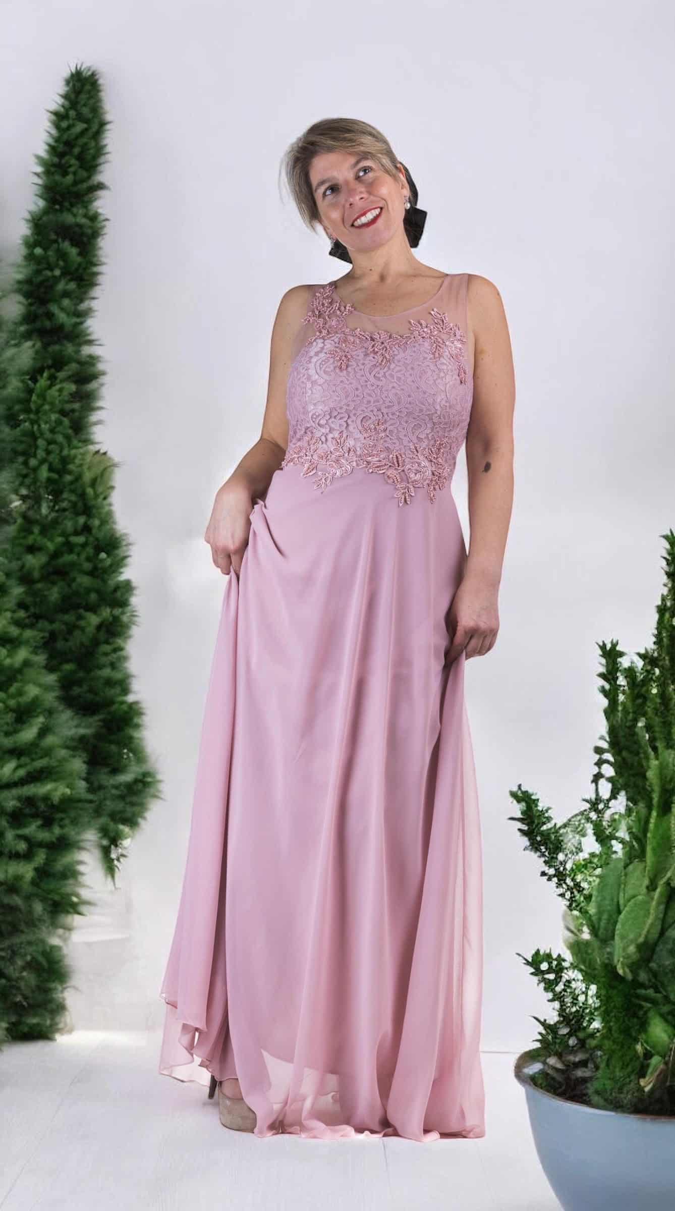 Vestido de Fiesta Matrimonio Dia en Crep con Macrame