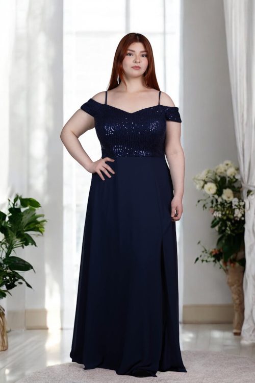 Vestido De Fiesta Elegante En Crep con Lentejuelas