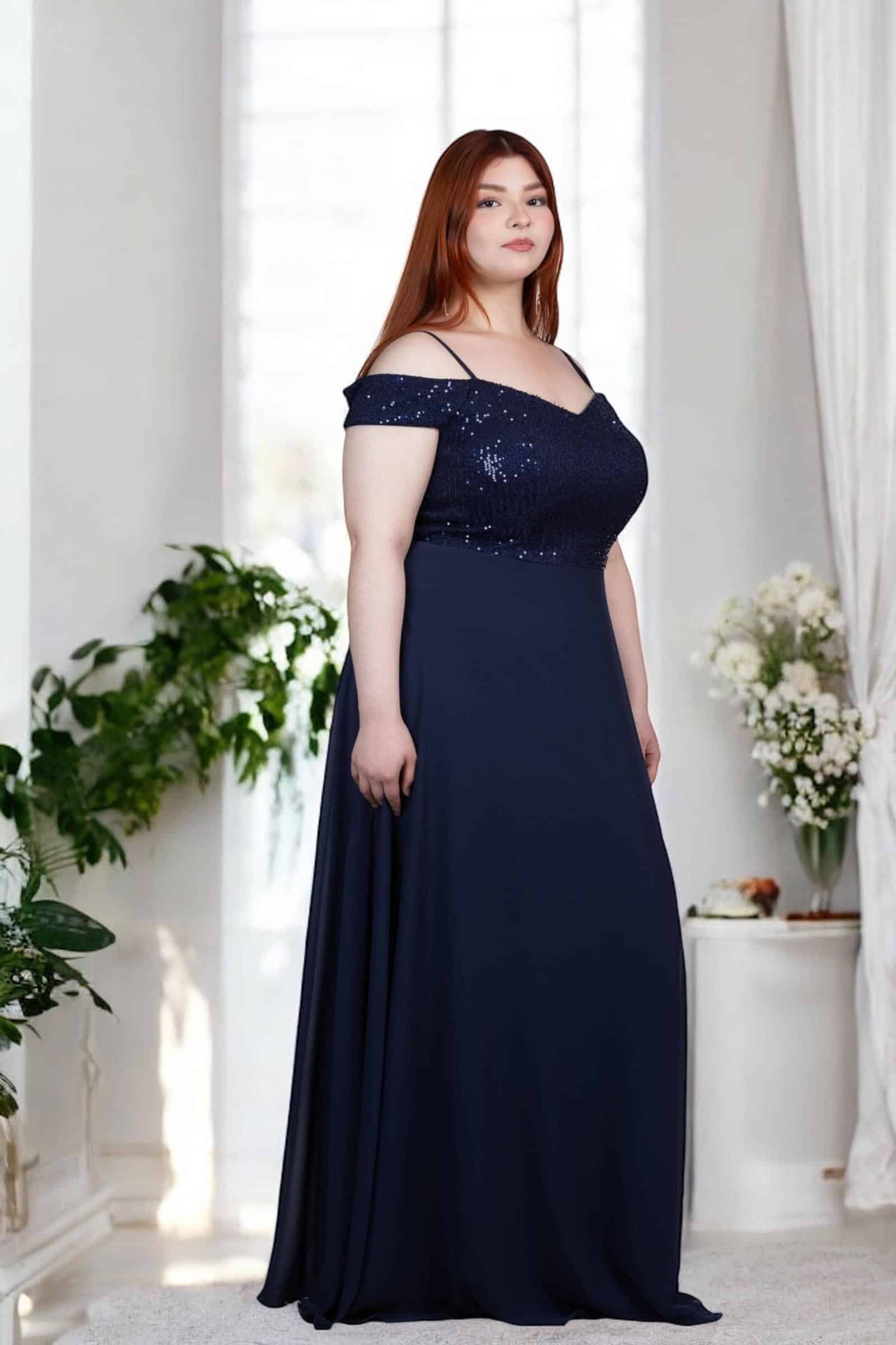 Vestido De Fiesta Elegante En Crep con Lentejuelas - Imagen 2