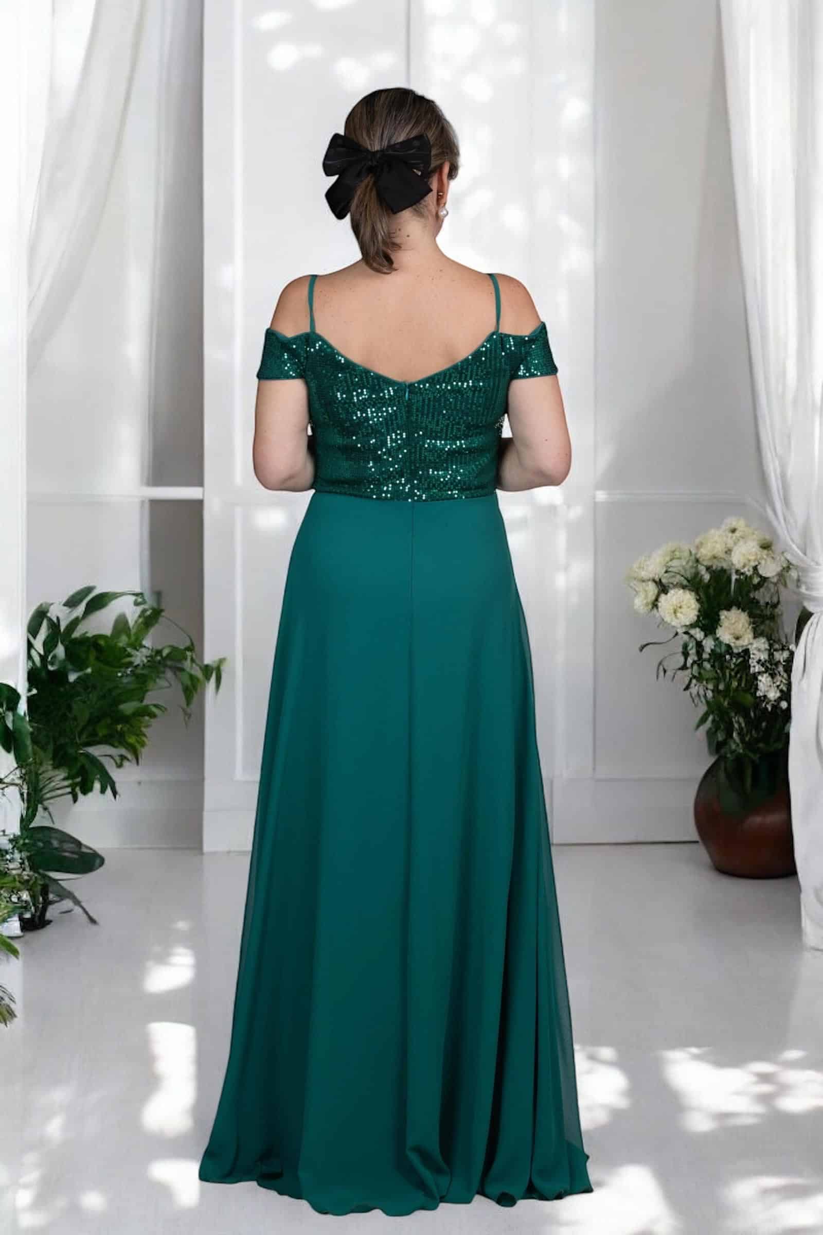 Vestido De Fiesta Elegante En Crep con Lentejuelas - Imagen 9