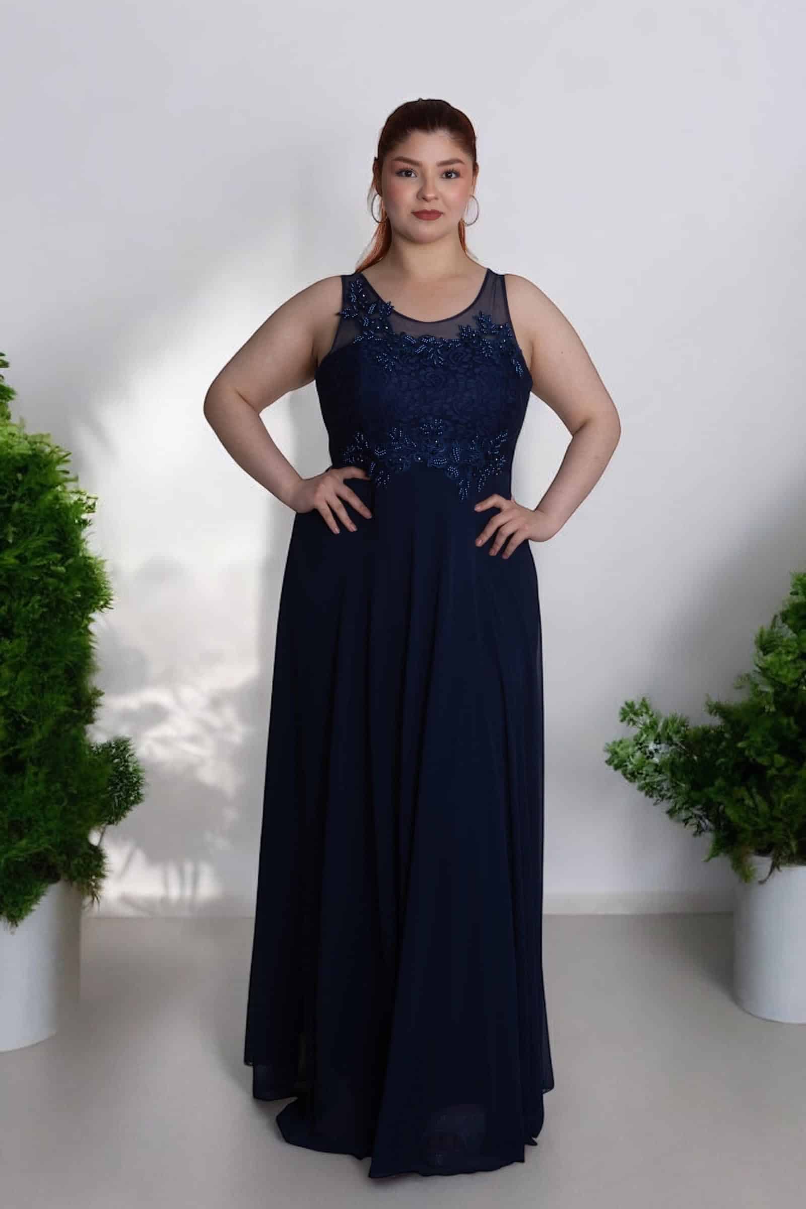 Vestido de Fiesta Matrimonio Dia en Crep con Macrame