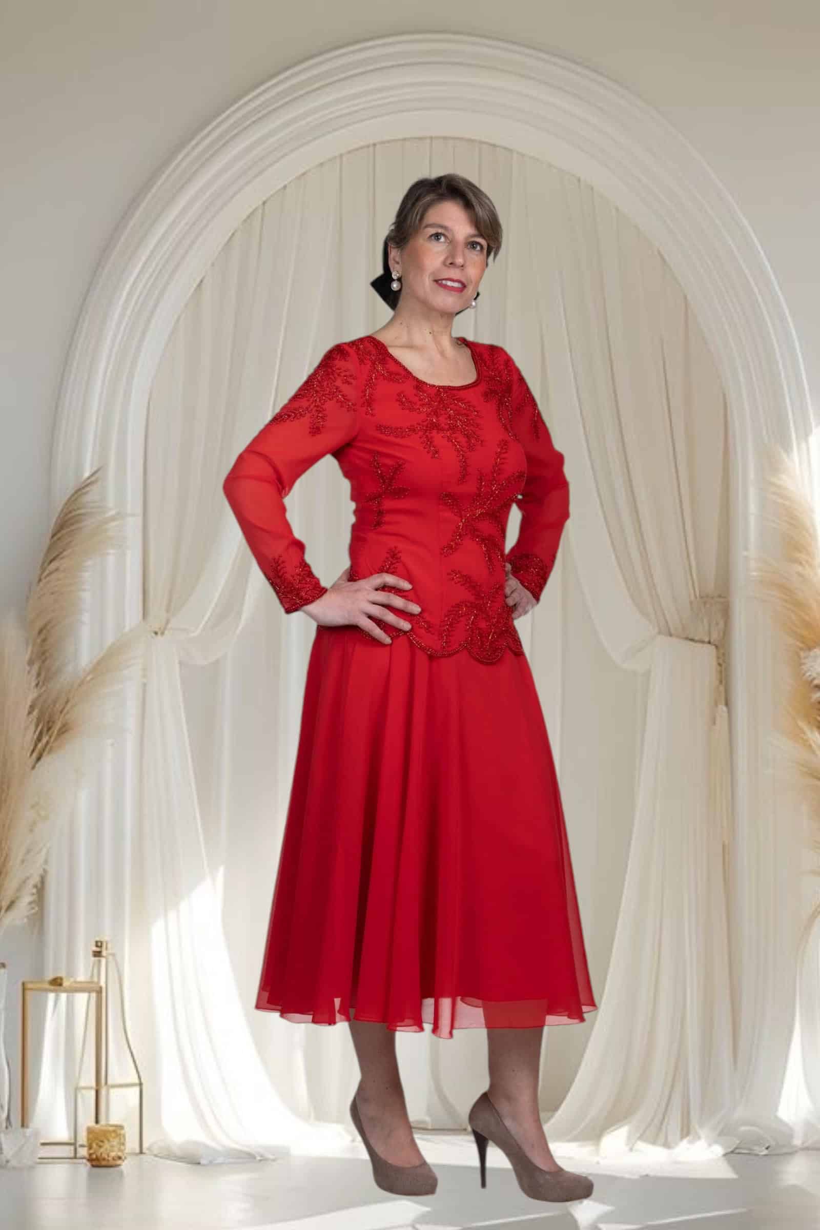Vestido De Fiesta Rojo Radiante