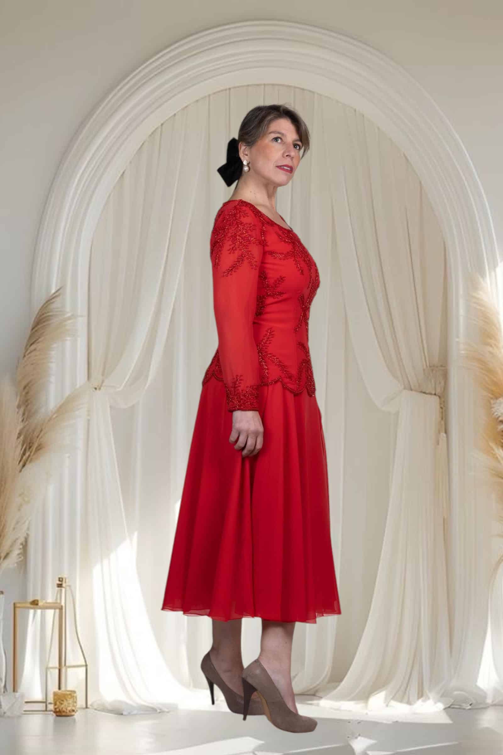 Vestido De Fiesta Rojo Radiante