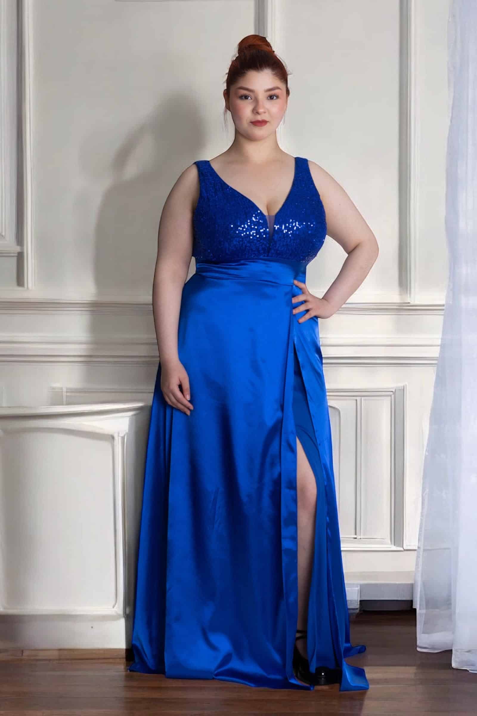 Atrevido Vestido de Fiesta en satín con lentejuelas - Imagen 3