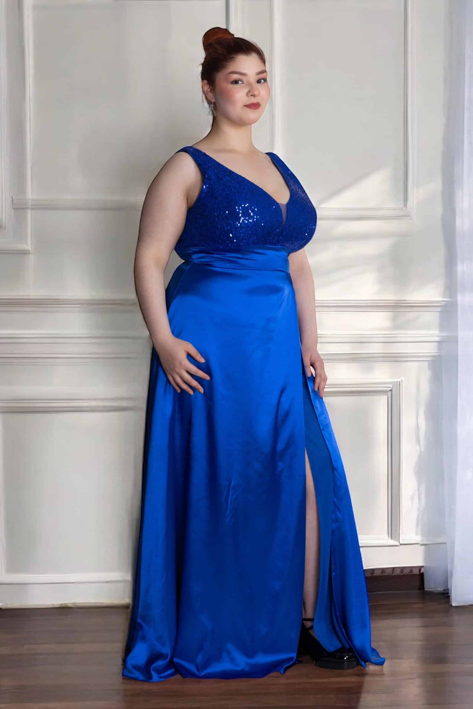 Atrevido Vestido de Fiesta en satín con lentejuelas - Imagen 2